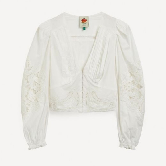 15. NWT FARM RIO OFF-WHITE LACE BLOUSE - Picture 2 of 10